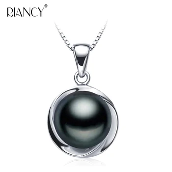 Moda Naravnih black pearl obesek za ogrlico ženske Elegantne sladkovodnih pearl obesek 925 sterling srebrni nakit