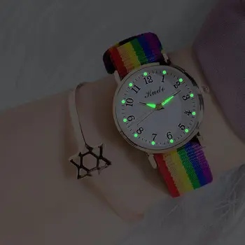 Moda Luksuzni Žensk Quartz Ure Ženske Rainbow Barva Tkanine Pasu Zapestne Pazi za Ženske Stilsko Obleko Ura Reloj Mujer