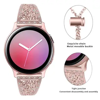Kovinska Zapestnica za Samsung Galaxy Watch 42mm R810/Galaxy Watch Aktivno 40 mm R500 Razredi Ženske 20 mm, iz Nerjavnega Jekla Nakit Cvetlični