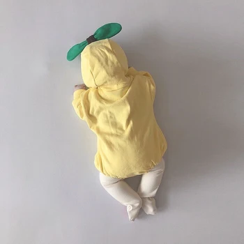 Sprint Jeseni Long Sleeve Hooded Obleke, Oblačila Za Malčke Baby Boy Girl Novorojenčka Sadje Romper Srčkan Banana, Jabolko Pomaranča Jumpsuit