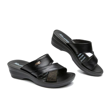 MVVJKE Ženske poletni sandali, čevlji za ženske plaži ravno pravega usnja nosorogovo kovinski sandalias mujer2020 ženske čevlje