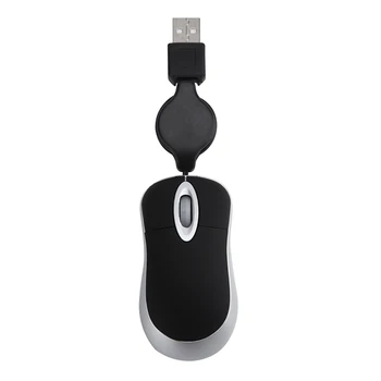 Mini USB Žično Miško Zložljive Kabel Drobne Majhne Miške 1600 DPI Optična Kompakten Potovanja Miši za Windows 98, 2000, XP, Vista Ve