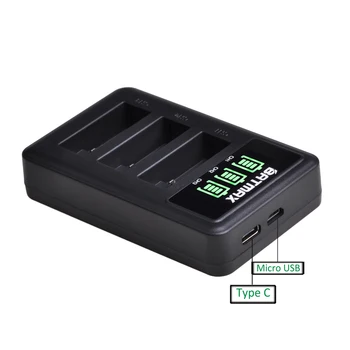 Batmax 3Pcs Baterija za GoPro Hero 7 Junak 6 Junak 5 Črni Kamere (1600mAh) + LED 3Slots USB Polnilec s Tip C Vrata