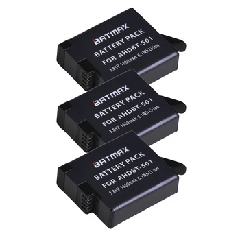 Batmax 3Pcs Baterija za GoPro Hero 7 Junak 6 Junak 5 Črni Kamere (1600mAh) + LED 3Slots USB Polnilec s Tip C Vrata