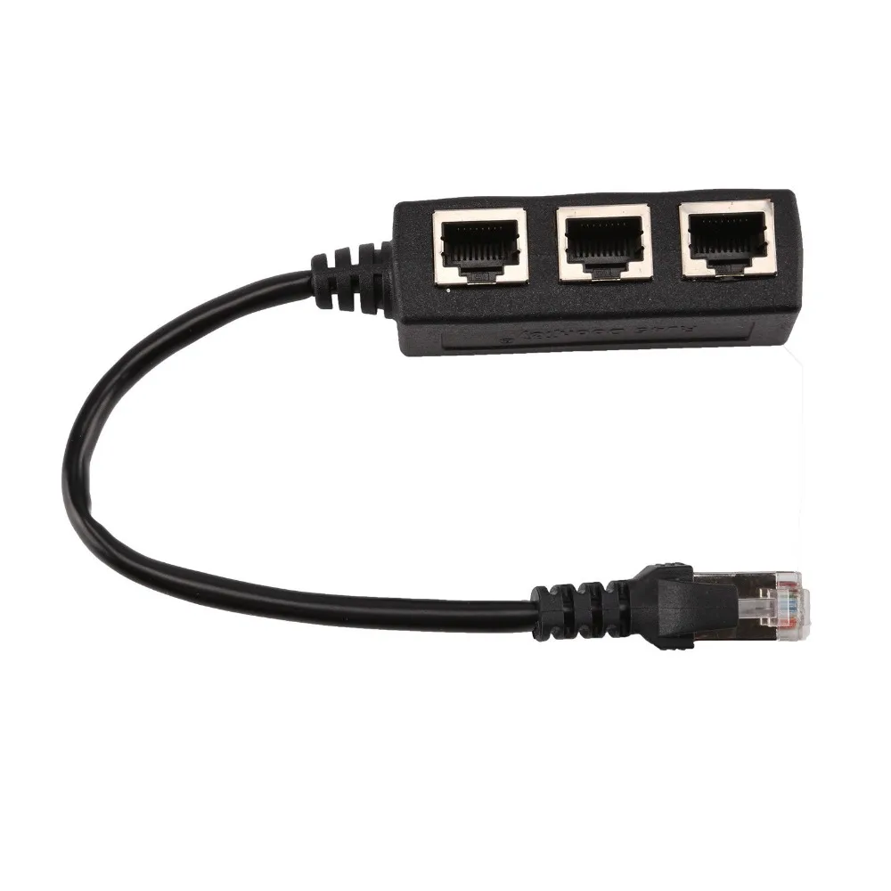 1 do 3 Vtičnico LAN Ethernet Omrežja RJ45 Vtič Splitter Podaljšek Adapter Računalnik Priključek Kabla Črna GT