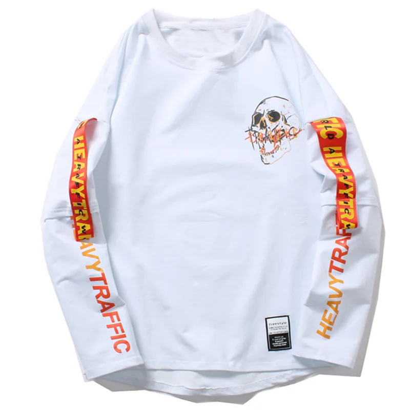 11 BYBB JE TEMNO 2020 Harajuku Priložnostne Dolg Rokav 3d majice Lobanje Pismo Tiskanja Mens T Shirt Jeseni, Pozimi Moških Hip Hop Tee Majica