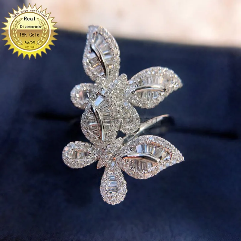 18k belim zlatom 0.75 ct Naravnih Pravi Diamant Prstan Posla&Poročni Nakit ima certifikat