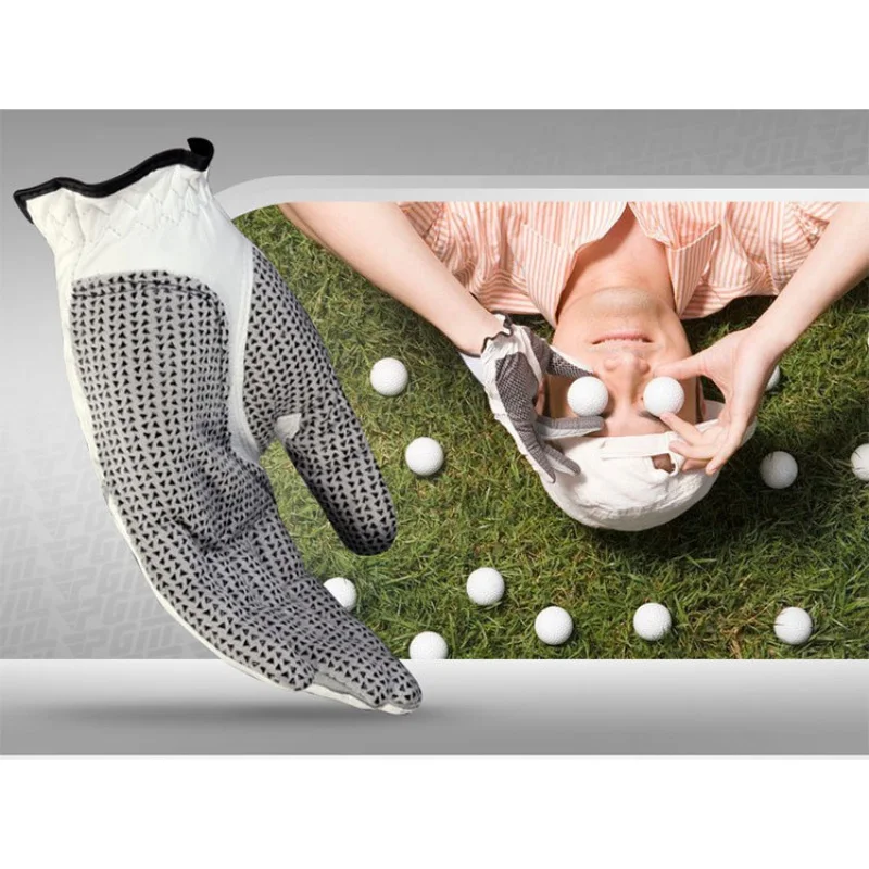 2017 Novo Pravega Usnja Rokavice za Golf Moške Levo Desno Roko Mehko Dihanje Čiste Ovčje kože Z Anti-slip granule Rokavice za Golf