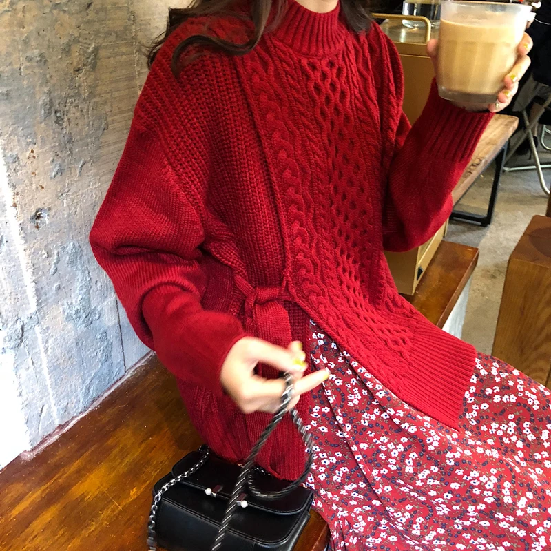 2019 jesen in zimo, korejski slog, barva toplo obleko pleteni puloverji ženske čipke puloverji in puloverji ženska (N0046)