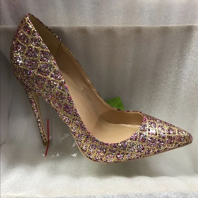 2019 ženske bling nove črpalke za ženske čevlji ženski poročni čevlji oblikovalec visoke pete pomlad jesen 8-12 cm 33-45 LF011 ROVICIYA