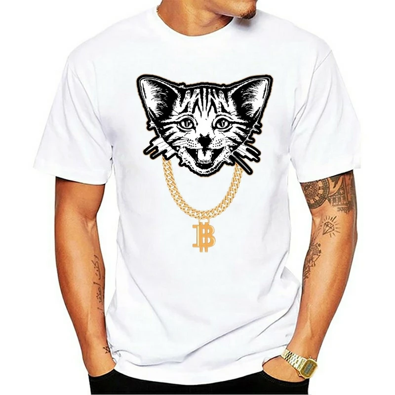 2020 - T-Shirt Gangsta Bitcoin Mačka Crypto Kovanec Rudar Smešno Srčkan Darilo Moda Poletje Priložnostne Hipster Vzorec Tees Pismo Natisnjeno