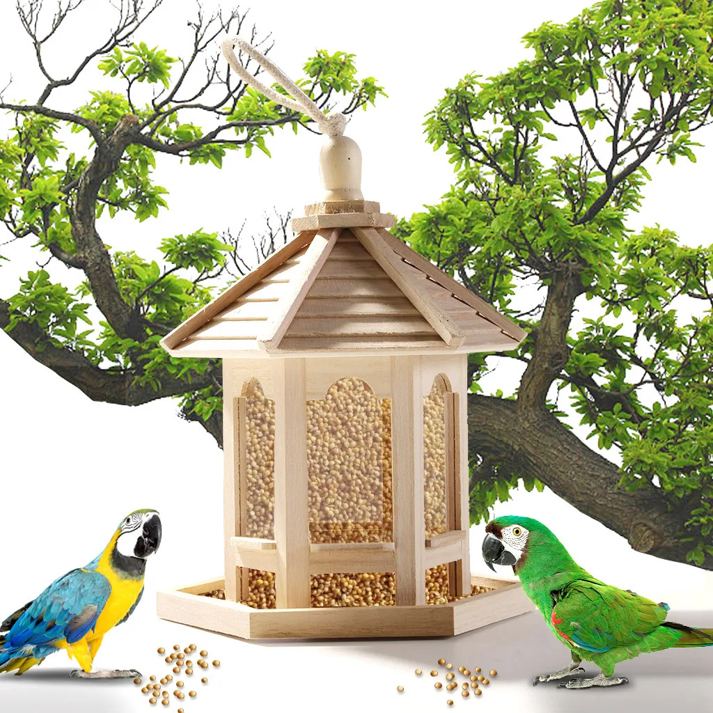 35# Lesene Podajalnik Ptic Visi za Vrt, Dvorišče Dekoracijo Parcelo, Oblikovan S Strehe Vrt Dobave