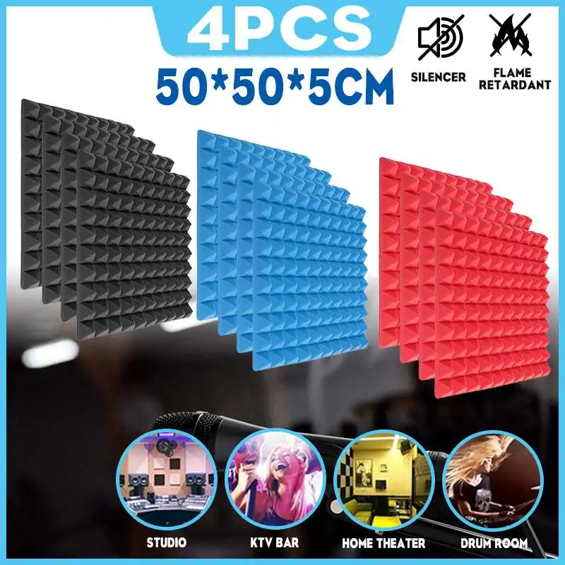 4PCS 50X50X5CM Soundproofing Pene Akustične Pene Zvok Zdravljenje Studio Absorpcije Prostora Ploščice Poliuretanske Pene
