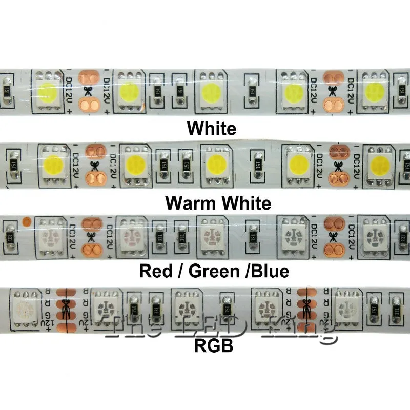 5M LED trak 3528 SMD IP65 Vodotesen 60LED/M DC12V Prilagodljivo Luči LED Trakovi, RGB Toplo Cool Bela led ruban luces led tiras