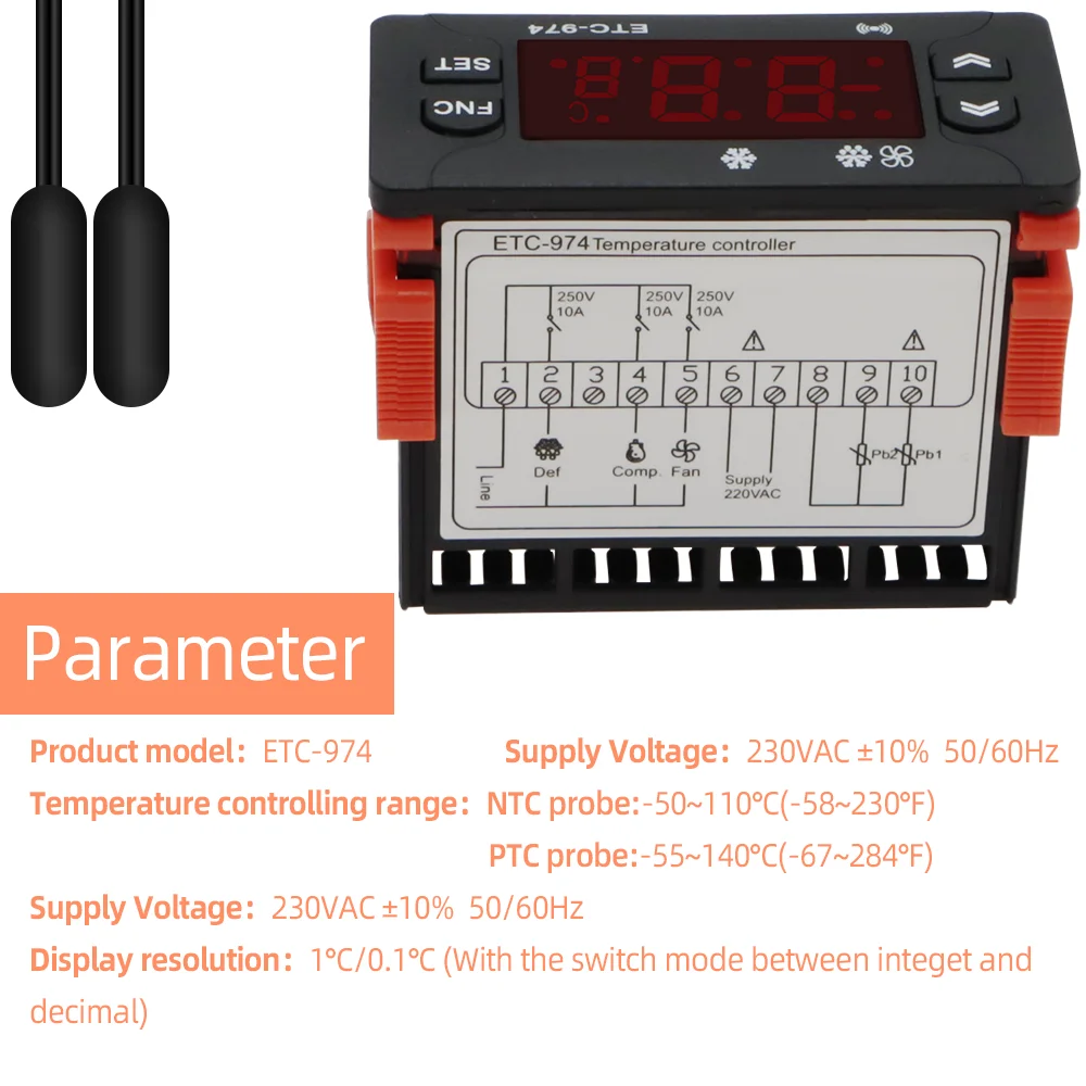 5pcs ITD-974 Digitalni Temperaturni Regulator Mikroračunalniška Termostati Termostat za Hlajenje, Alarm 220V NTC senzor 40%popusta