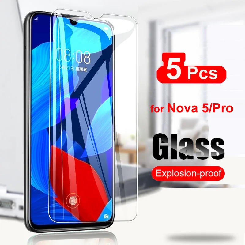 5PCS Kaljeno Steklo Za Huawei Nova 5 Nova5 Pro Zaščitnik Zaslon 2.5 D 9H Kaljeno Steklo Za Huawei nova 5 Film Jasno