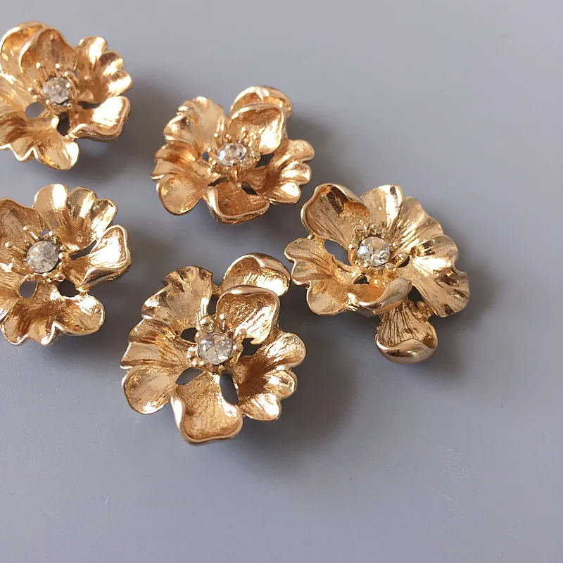 5pcs Zlato diamond cvet zlitine obliži za clothesing DIY strani las vrečko čevlji polje dekoracijo dodatki materiali