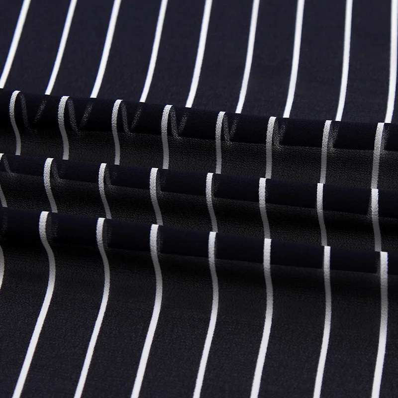 75D visoko twist šifon tkanine DIY ženska moda obleko tkanine temno modro črtasto tiskane tkanine debelo