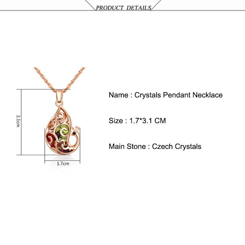 BeBella Elegantno pav kristalno spusti ogrlico, obesek s Kristali iz češke trendovska moda za ženske, dekleta darilo