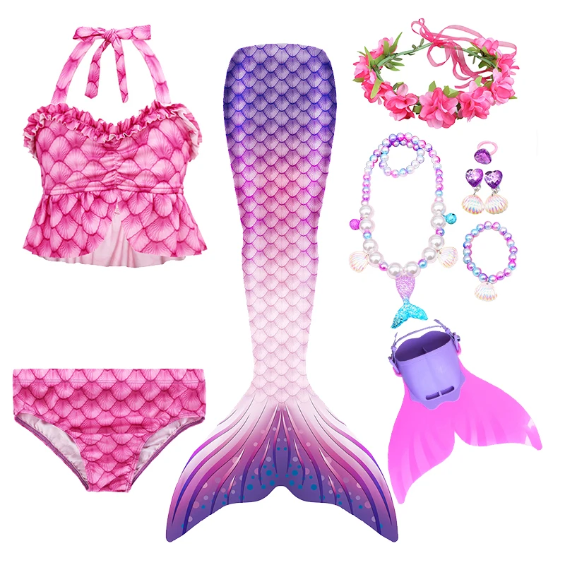 Dekleta, Otroci, Otrok, deklica Rep Kostum Swimmable Monofin Bikini Kopalke Kopalne Nastavite morska deklica Repi za Plavanje Cosplay