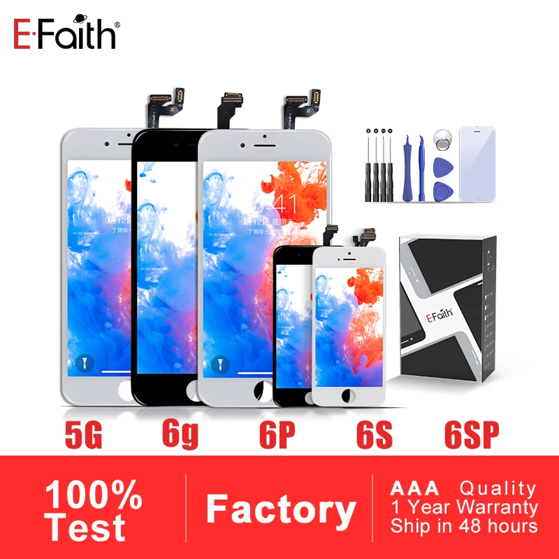 Efaith Brez Mrtvih Pikslov Zaslon Za IPhone 6 Plus 6S Plus LCD Ali Za Iphone 5 Lcd Zaslon na Dotik Računalnike Skupščine
