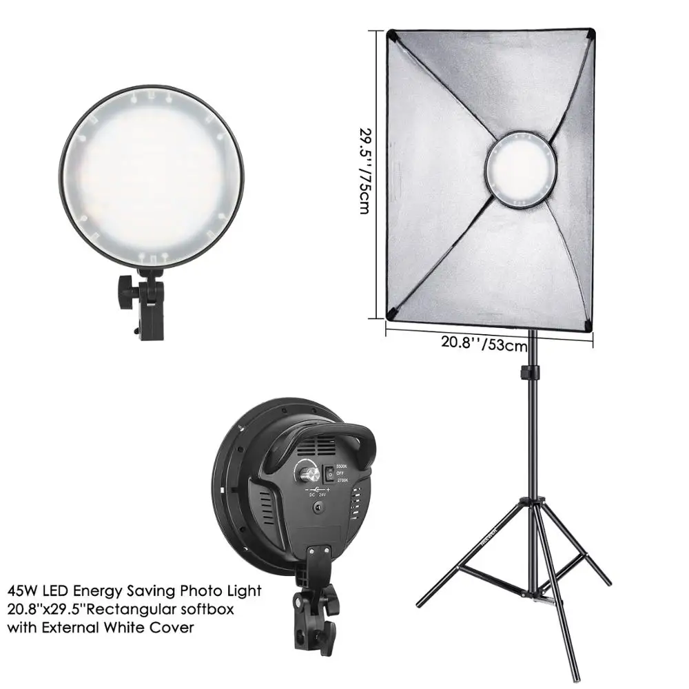 Fotografija 50x68CM Softbox Svetlobnih Kompleti Strokovno Light Sistem Z 45W Zatemniti LED Luči Fotografske Žarnice Foto Studio