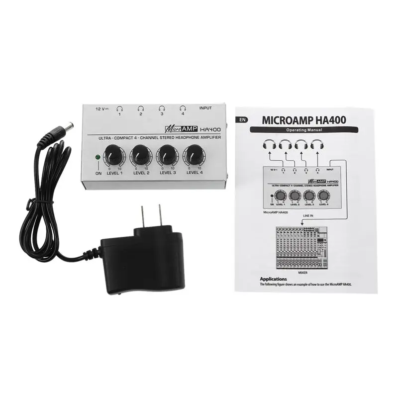 HA400 4 Channel Ultra-kompaktne Slušalke o Stereo Ojačevalnik Ojačevalnik Microamp