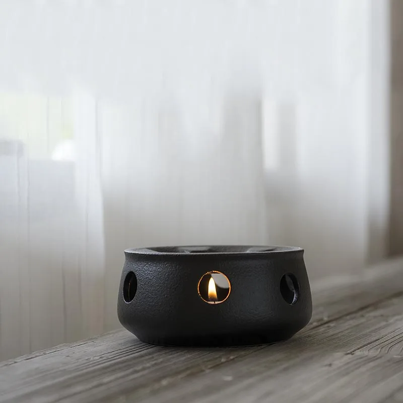 Japonski Slog Black Zen Grobe Keramike, Čaj Pot Toplejše Znanja Keramični Svijećnjak Izolacija Bazi Kave, Mleka Toplejše Dodatki
