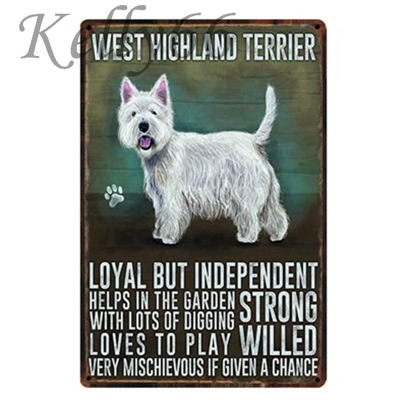 [ Kelly66 ] West Highland TERIER Tin Prijavite Plakat Kovin Barvanje Jjeza Trgovina Pes Hiša Dekor 20*30 CM Velikost y-1157