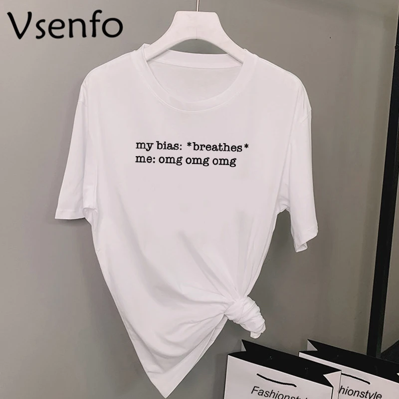 Korejski Moda Pristranskosti Wrecker K-Pop Pristranskosti T-Shirt NCT Pristranskosti T-majice EXO Monsta X Pristranskosti T Shirt Ateez IKon Pismo Natisnjeno Vrhovi