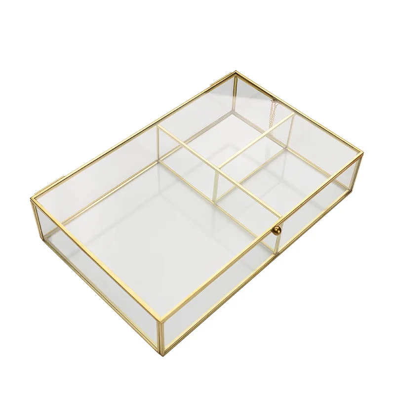 Kozmetični Škatla za Shranjevanje Transparentno Steklo s Pokrovom Nakit Polje Toaletno mizico Šminka Prostor Elektronske Shranjevanje Pladenj