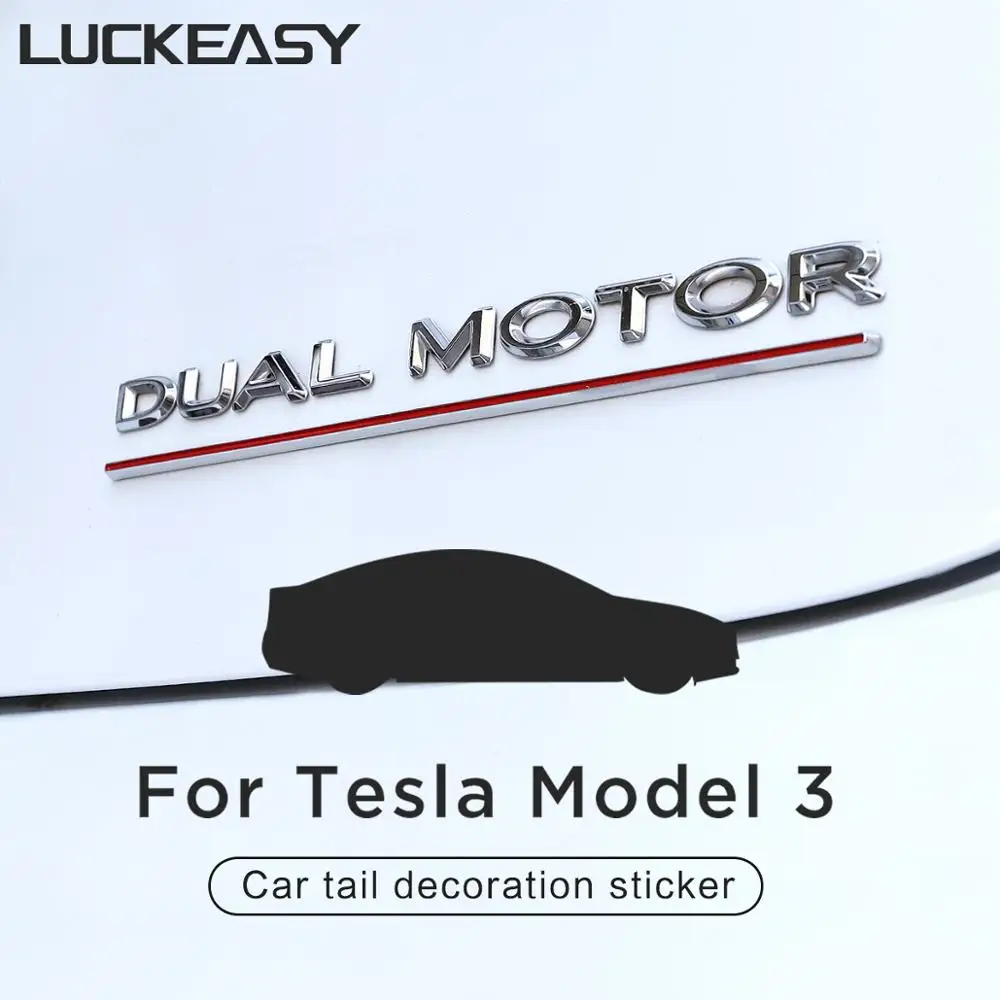LUCKEASY Avto rep dekoracijo nalepke za Tesla Model 3 2017 2018 2019 Visoko zmogljivost kovinski standard Avto rep nalepka