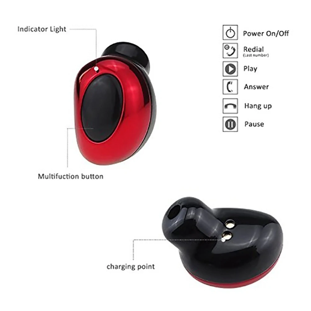 Mini Bluetooth V Uho Nevidno Brezžične Slušalke Slušalka z Magnetom Polnilnik USB