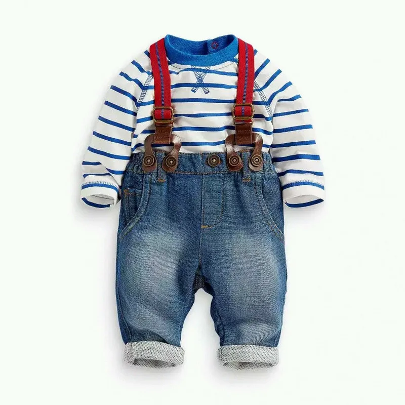 Moda Baby Boy Oblačila Sklop 3pcs (T-majica+Hlače +Trakov), Jeseni, Pozimi Dojenčka Oblačilo Otroci Oblačila Nositi