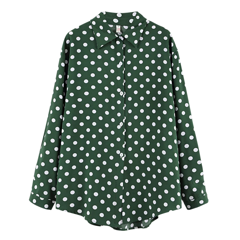 Moda Polka Dot Šifon Majica Jeseni 2021 Nove Ženske Majice z Dolgimi Rokavi Priložnostne Jopico Oblačila Womens Vrhovi in Bluze 10430