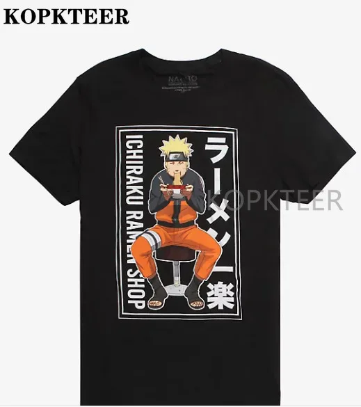 Naruto Shippuden Iciraku Ramen T-Shirt Kratek Poletje Redno T Shirt O-Vratu Black Vrhovi Tee Shirt Svoboden Femme