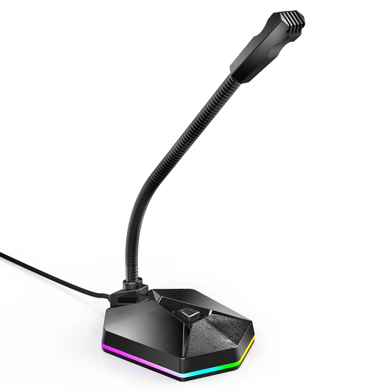 Novo Namizje Kapacitivni Mikrofon USB Zmanjšanje Hrupa Računalnik Mikrofon z RGB Svetlobe Učinek za igre na Srečo Živo