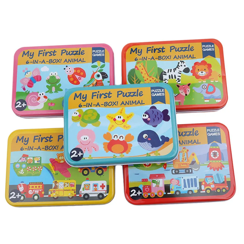 Otroške Igrače Puzzle Železa Polje Risanka Živali Lesene Sestavljanke Za Otroke Montessori Začetku Izobraževalne Igrače, Darila Za Otroke
