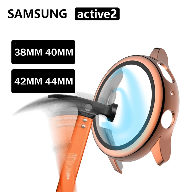 PC prevleka+Zaščitni ovitek, Kaljeno steklo za Samsung Galaxy Watch Aktivna 2 44/40mm za Varstvo Active2 44/40 mm Zaščitni Pokrov