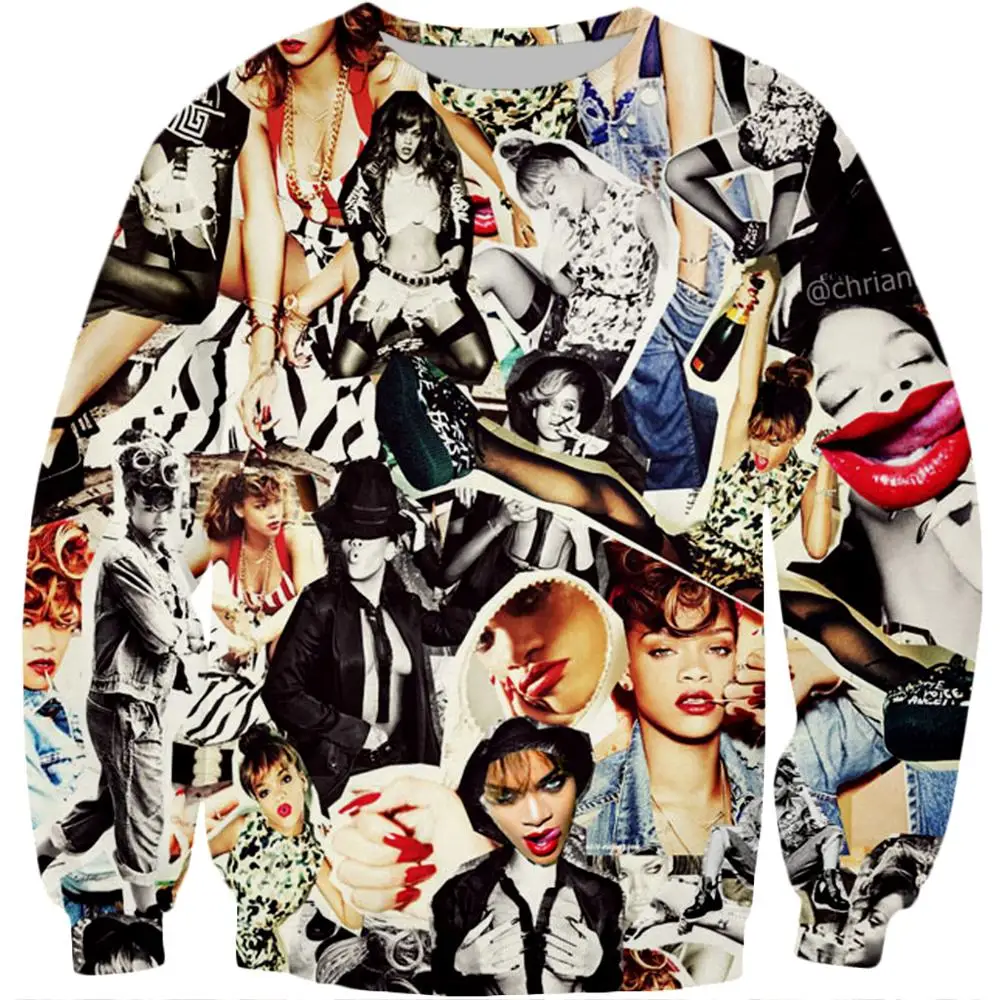 PLstar Kozmos blagovno Znamko oblačil 2020 Nov Modni pulover s kapuco Rihanna Smešno značaja kolaž 3D Tiskanja Moški Ženske Hooded Majica
