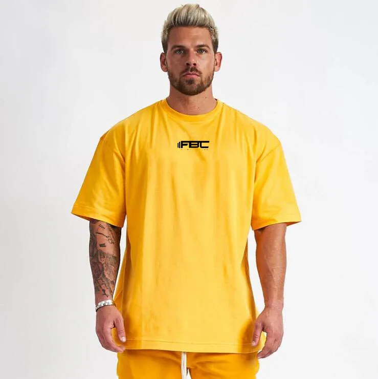 Poletje športna fitnes moška T-shirt hip hop stilu kratek rokav teče priložnostne bombaž uresničevanje oblačila