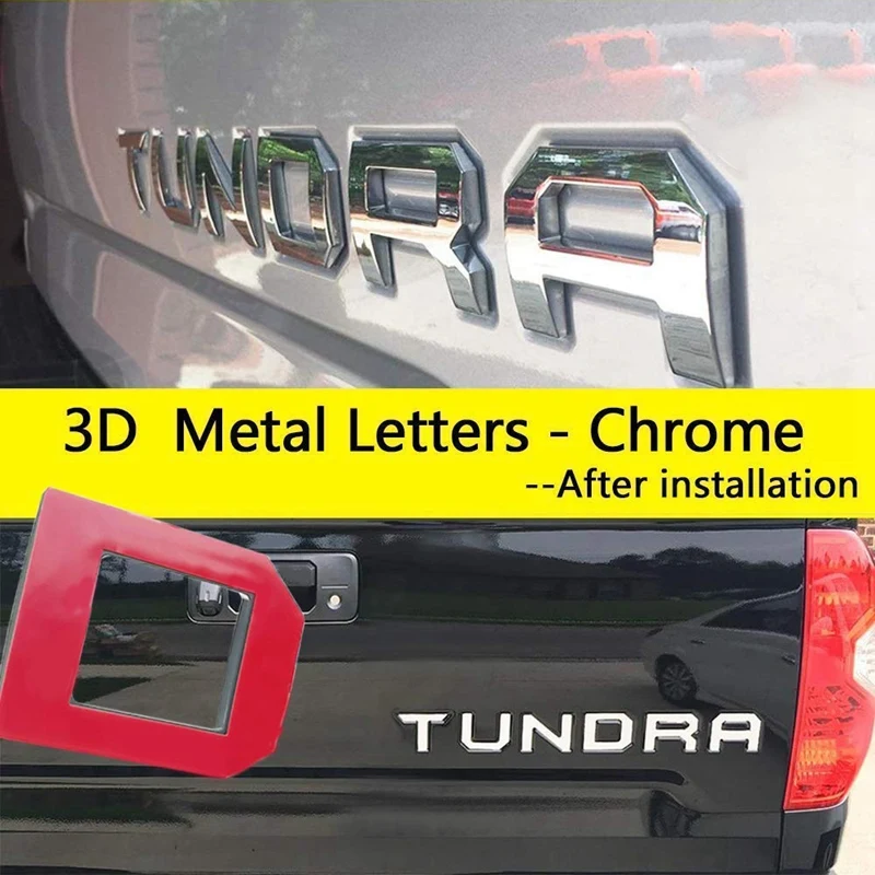 Posebna 3D vrata prtljažnika Vstavite 3D Kovinske Črke za Toyota-Tundre-2019 - (Niso Nalepke Nalepke)