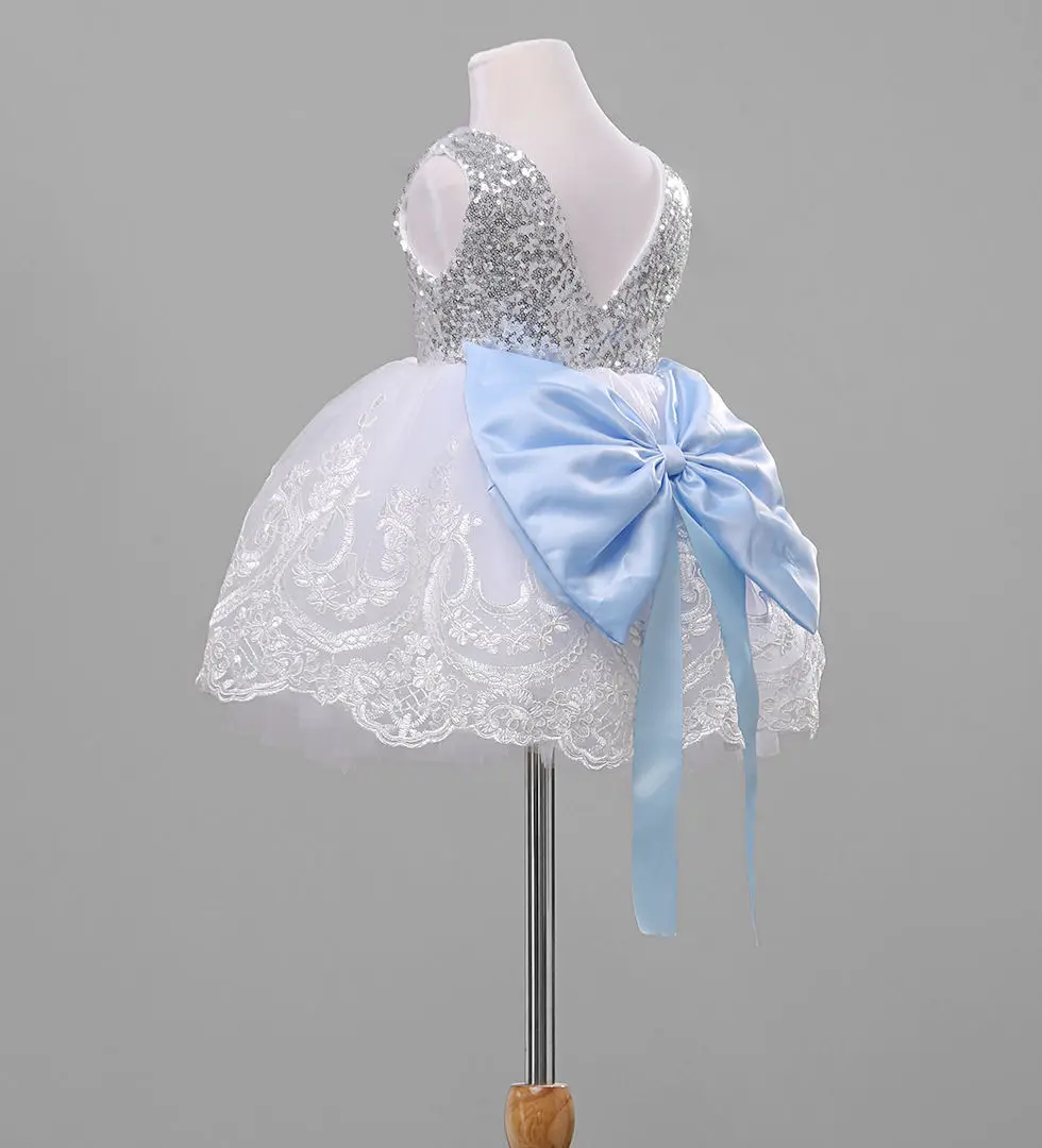 Princesa Baby Dekle Bowknot Čipke Cvetlični Obleko Božično Zabavo, Obleke Malčka Otroci Sequins Žogo Obleke Otrok Obleko