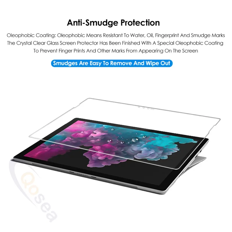 Qosea Za Microsoft Surface Pro 6 Screen Protector Ultra-tanka prozorna folija Za Microsoft Surface Pro 5 6 Tablet PC, Kaljeno Steklo