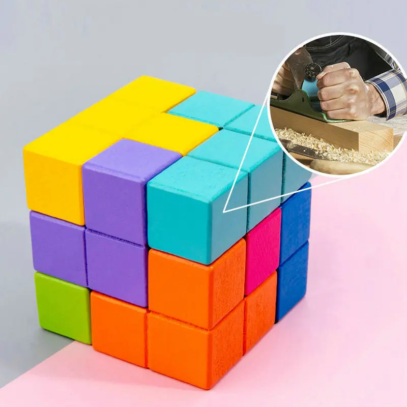 Razmišljanje Kocka Inteligence 3d Uganke Tetris Lesene Igrače za Otroke Obliko Lesa Geometrijske Jigsaw Zgodnje Izobraževanje Igro Baby Darilo