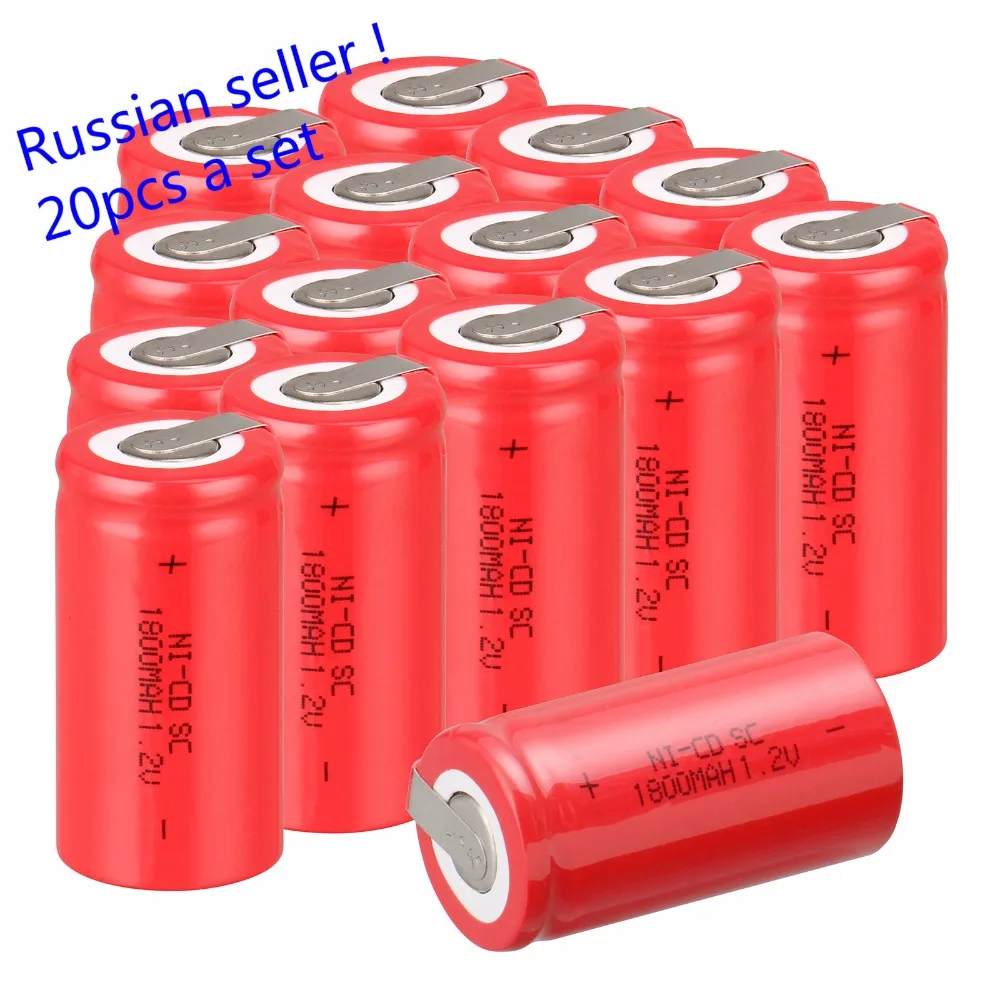Ruski prodajalec ! čisto nov 20 KOS SC sub C baterija akumulatorska baterija 1800mah Ni-CD, s priveskom 4.25*2,2 cm