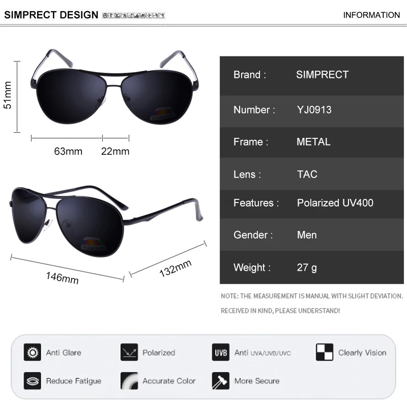 SIMPRECT Pilotni Polarizirana sončna Očala Moških 2021 UV400 Visoke Kakovosti Retro Vintage sončna Očala sončna Očala Za Moške Voznika Oculos