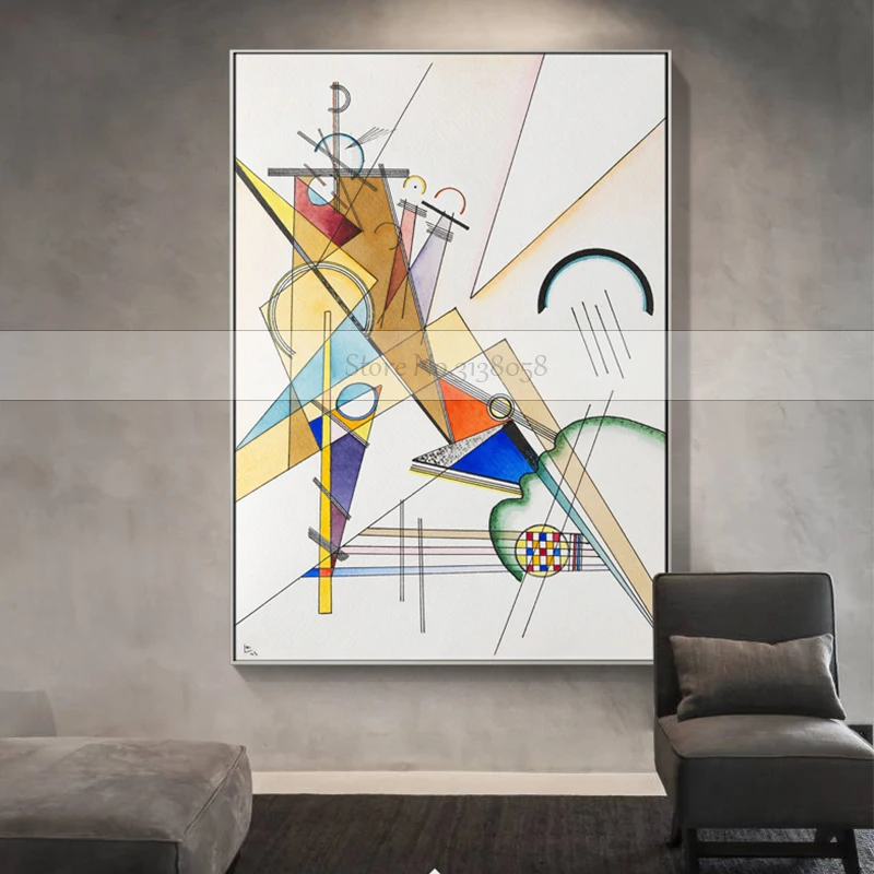 Slavni Povzetek Ročno Oljna Slika, Kandinsky Geometrijske Vzorce Platno Stensko Slikarstvo Umetnost Slike Za Dnevno Sobo Plakat
