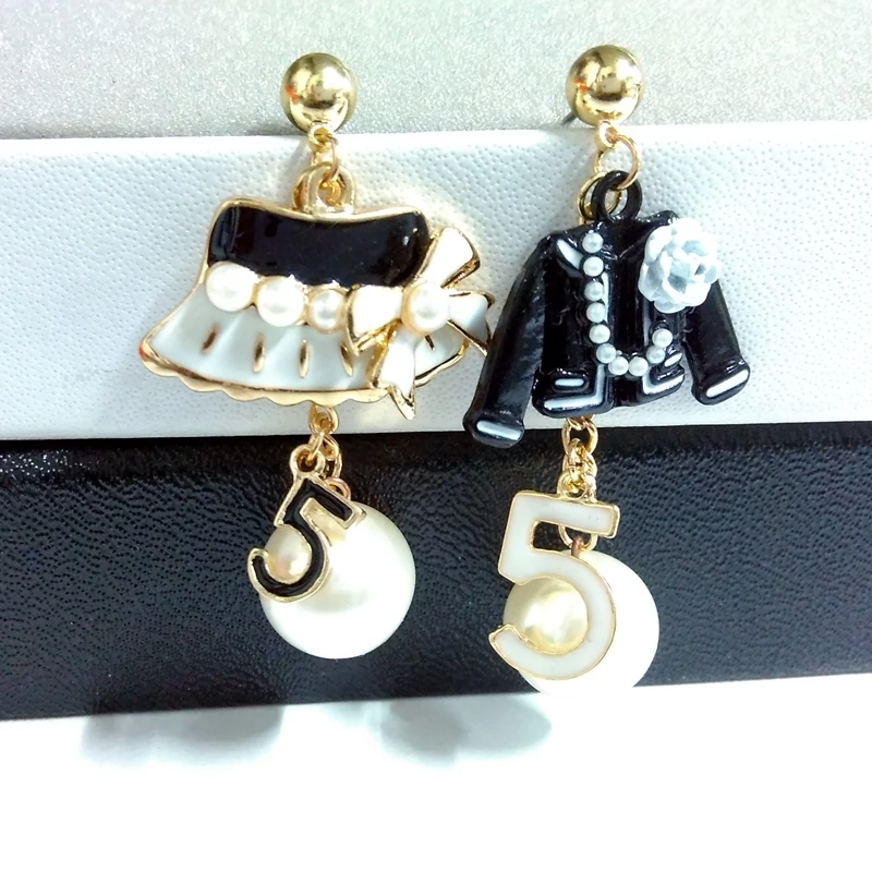 Sodobni korejski design golden pearl uhan za ženske, številka 5 skp aretes de acero inoxidable par mujer