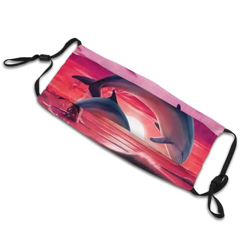 Sončni Zahod Delfini Plesalci Non-Enkratno Masko Za Odrasle Morsko Bitje Dolphin Dustproof Zaščitni Pokrov Respirator Usta-Žarilna